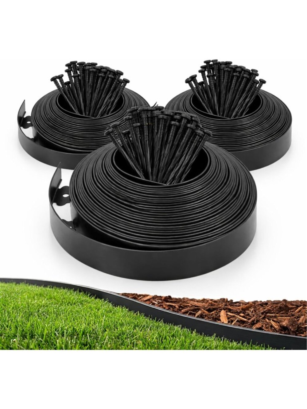Durable 1.5” x 100’ Landscape Edging Kit with 120 Spikes for Garden Borders